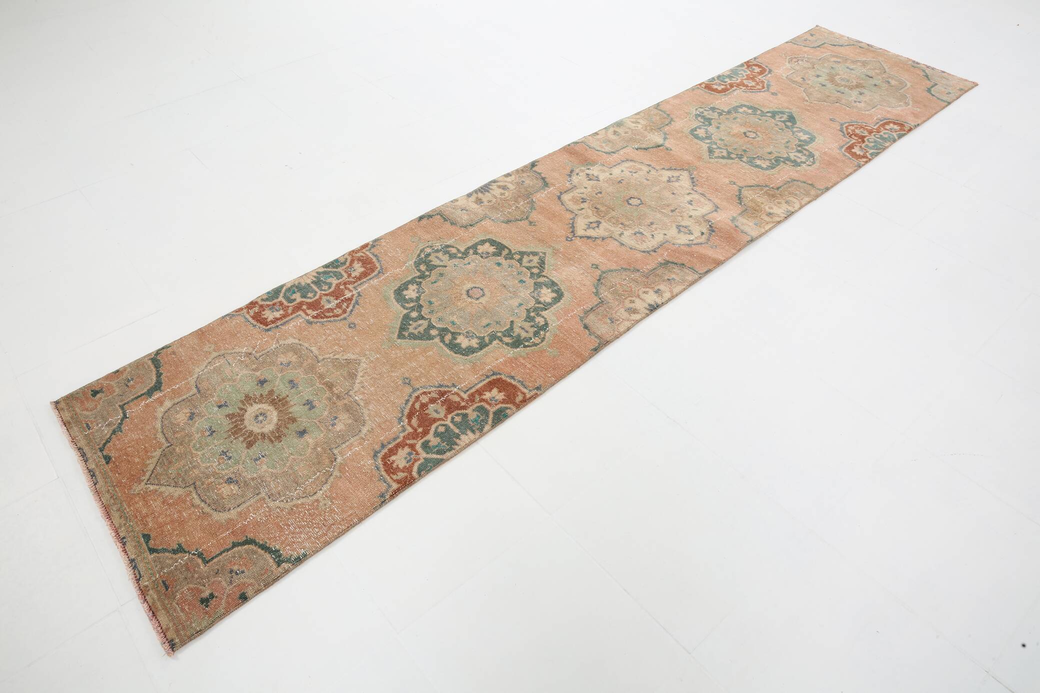 3x12 Soft Wool Pale Red Turkish Vintage Runner Rug