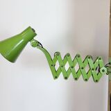 Green Industrial German Scissor Wall Lamp from Kaiser Leuchten, 1960s