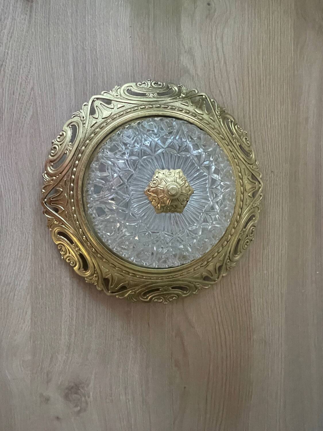 Vintage brass and chiseled glass ceiling light