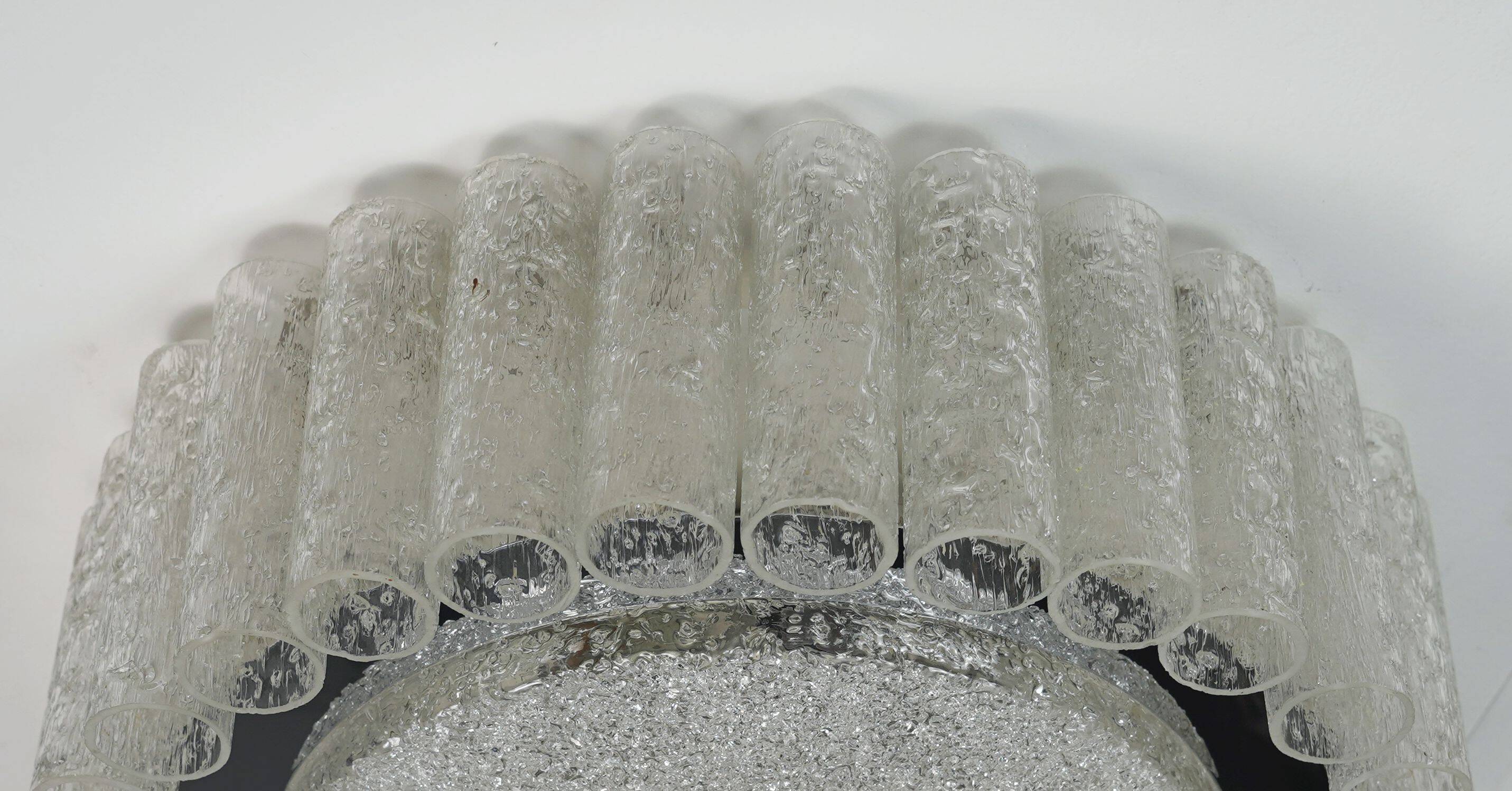 60's mid century doria ice glass light ceiling fixture with 32 glass tubes
