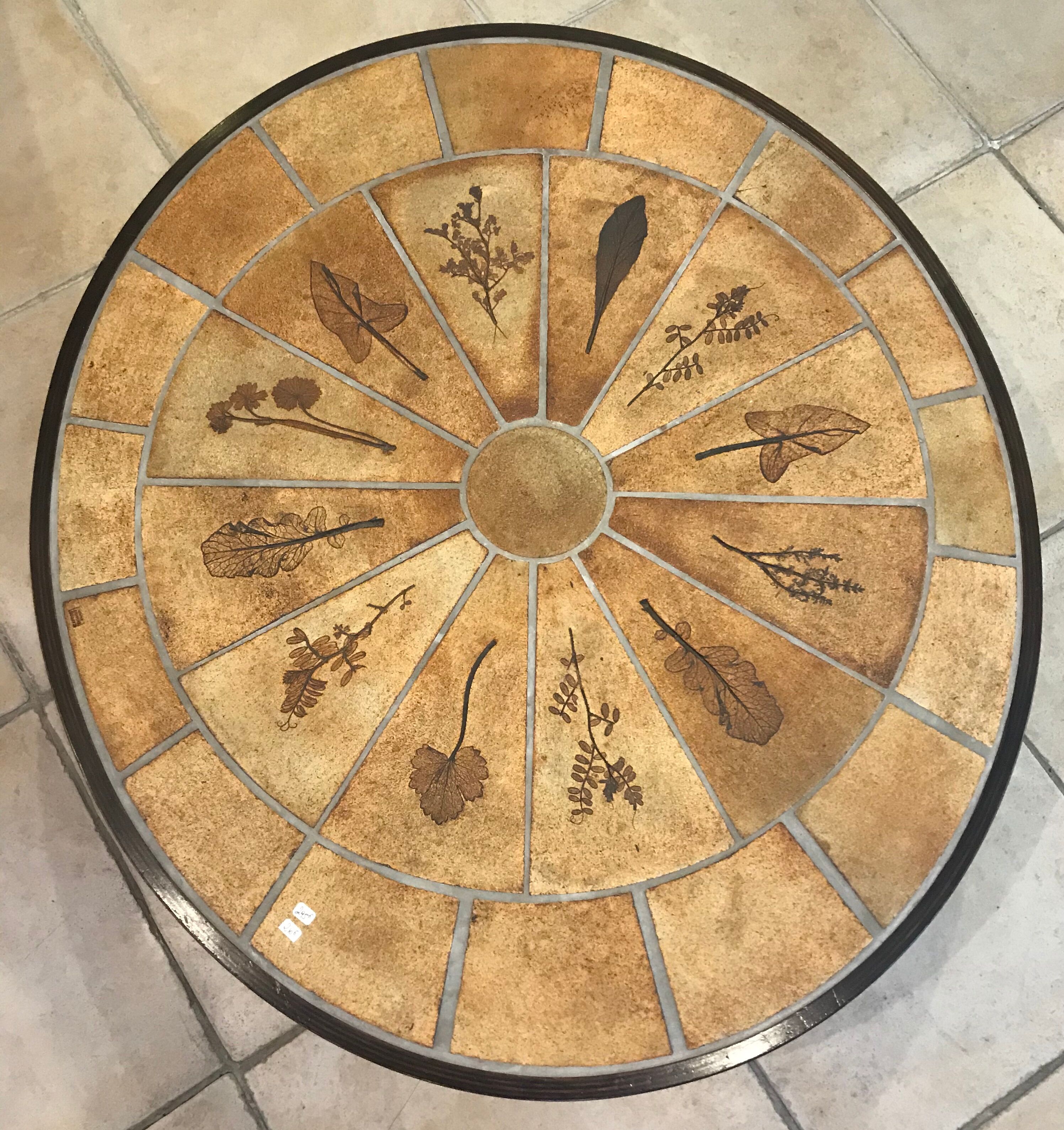 Vintage coffee table CAPRON herbarium