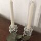 Two white porcelain flower candlesticks