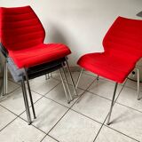 Pair of Mauï soft kartell red chair design Vico Magistretti