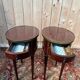 Pair of oval Louis XVI bedside tables in mahogany.