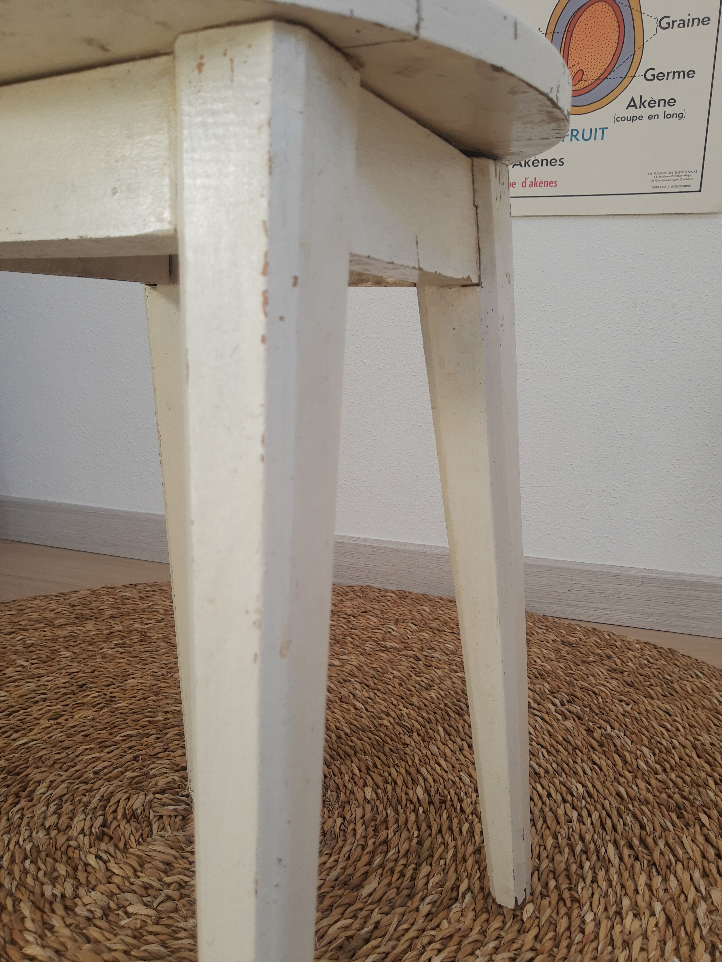 Vintage white farm stool