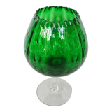 Vase Calice verre d'Empoli vert centre de table sur pied 38 cm coupe collection