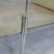 Tubular steel armchair and "cream" leather, France, circa 1970