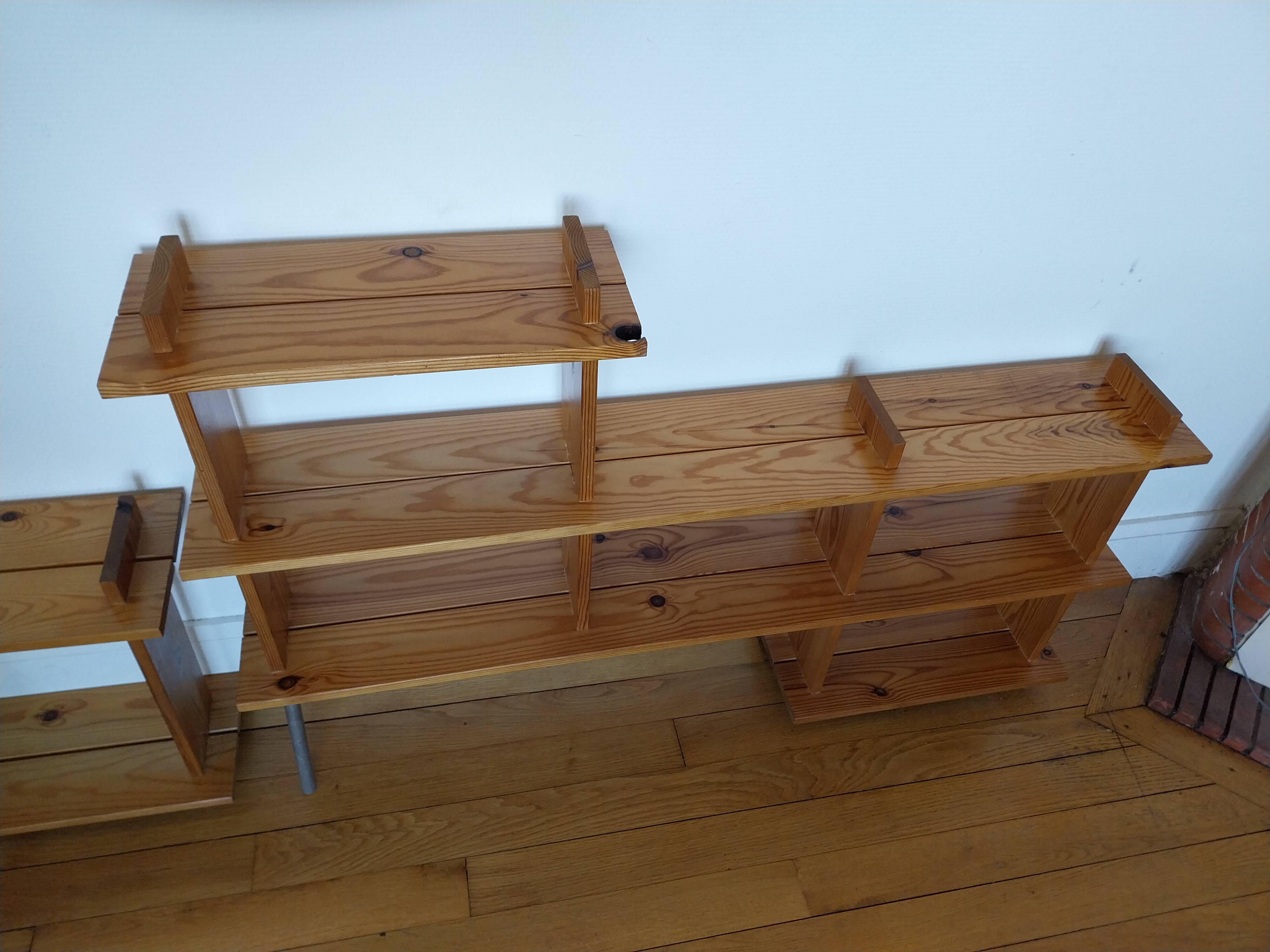 Vintage pine shelves in the style of Maison Regain.
