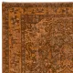 Vintage Hand-knotted Medallion Design Turkish Wool Area Rug Overdyed in Orange for Living Room
