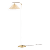 Danish brass floor lamp with Le Klint shade, 1970s
