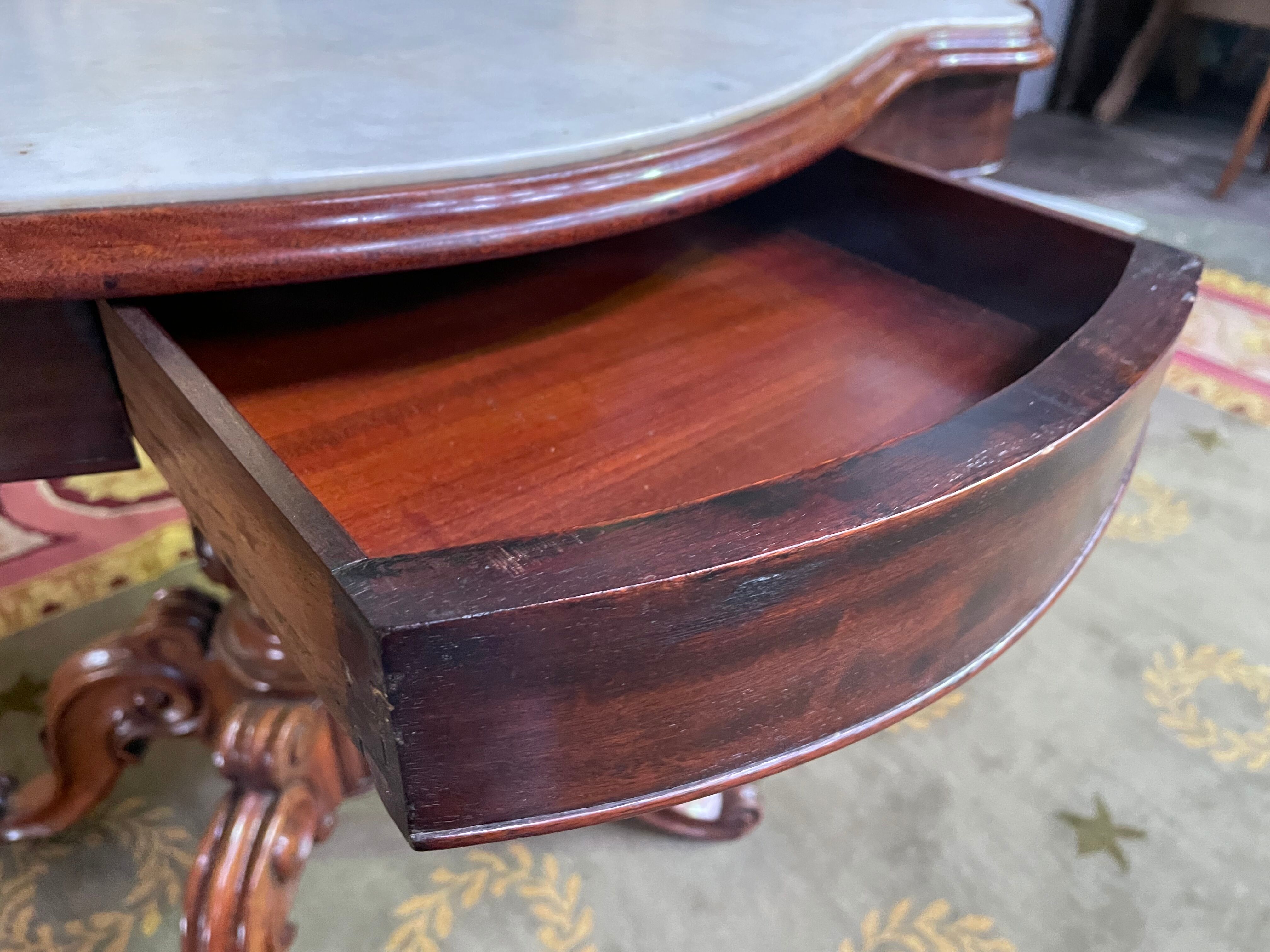 Pedestal table Louis Philippe violin walnut and marble