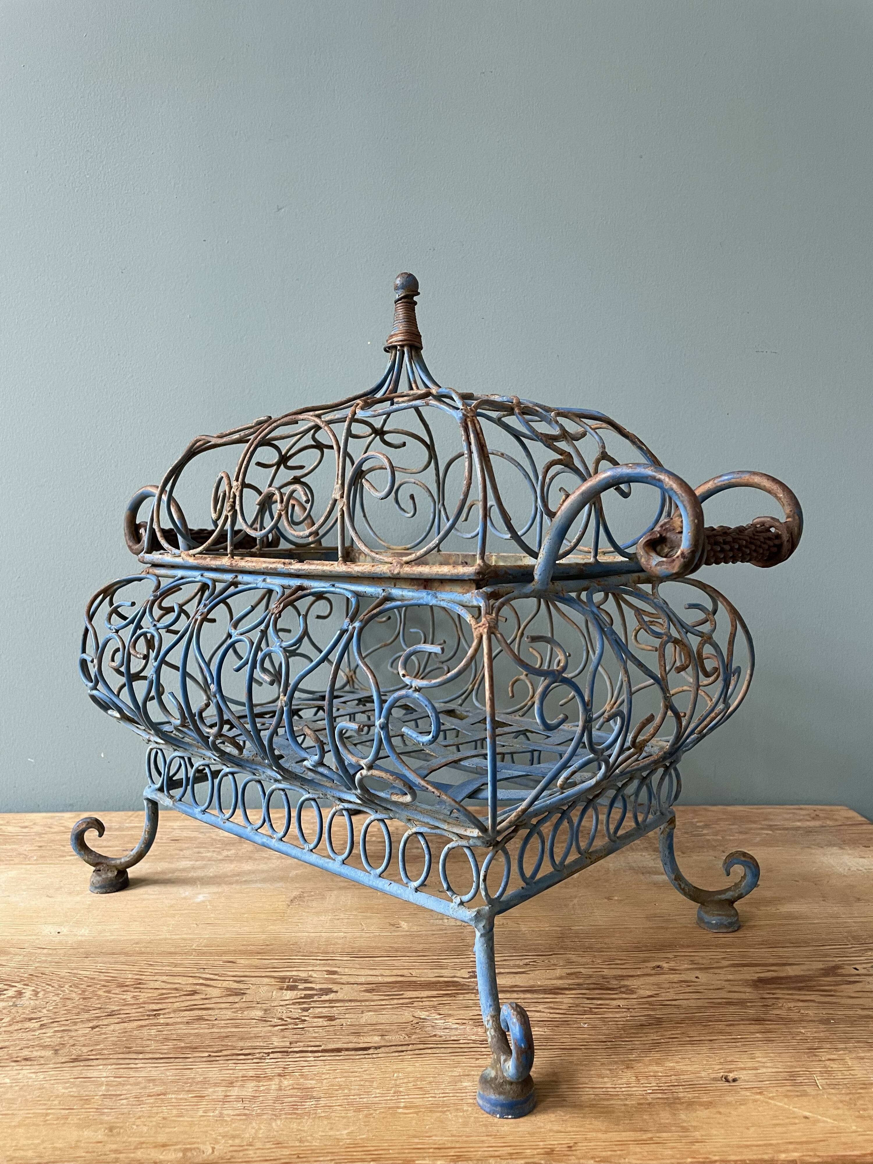 Decorative wrought iron basket