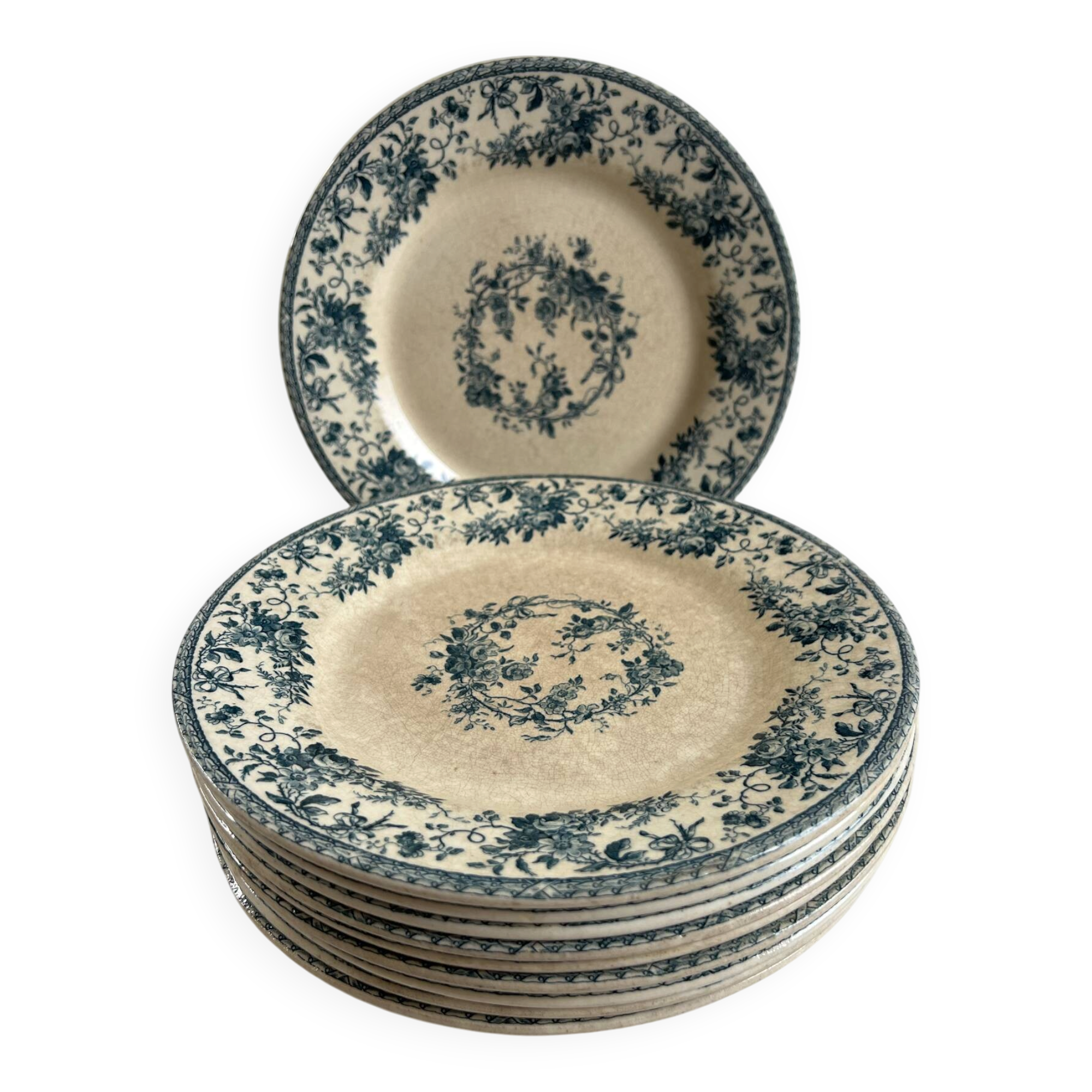 Ironstone gien 1875 — bouquet of roses collection set of 10