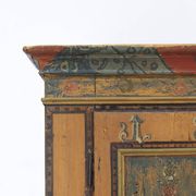 Antique Rustic Farmhouse Folk Art Painted Bridal Cabinet 1822