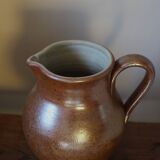 Vintage stoneware carafe pitcher with glazed interior