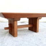 Scandinavian "Brutalist" Coffee Table, Japandi Style, Solid Teak, 20th Century
