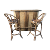 Rattan and bamboo bar set