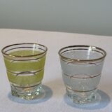 Lot of 8 shot glasses granités with their door-glass gold 70