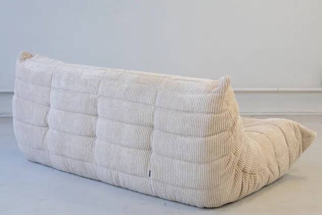 Togo 3 places et fauteuil en velours côtelé blanc