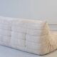 Togo 3 places et fauteuil en velours côtelé blanc