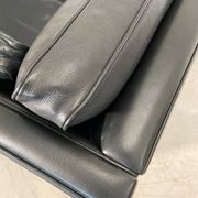 Vintage retro danish mogens hansen 2 person black leather sofa