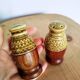 Olive wood and ceramic salt and pepper shakers