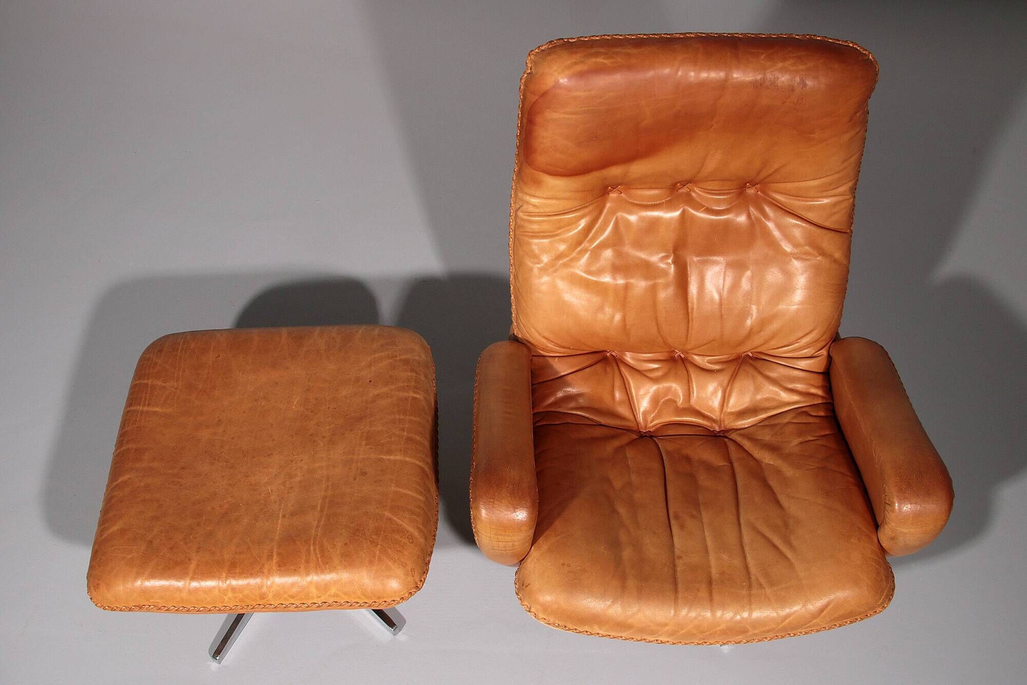 Vintage de Sede S 231 Leather armchair & ottoman, Switzerland 1960s