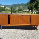 Scandinavian teak row 4 sliding doors - 60s