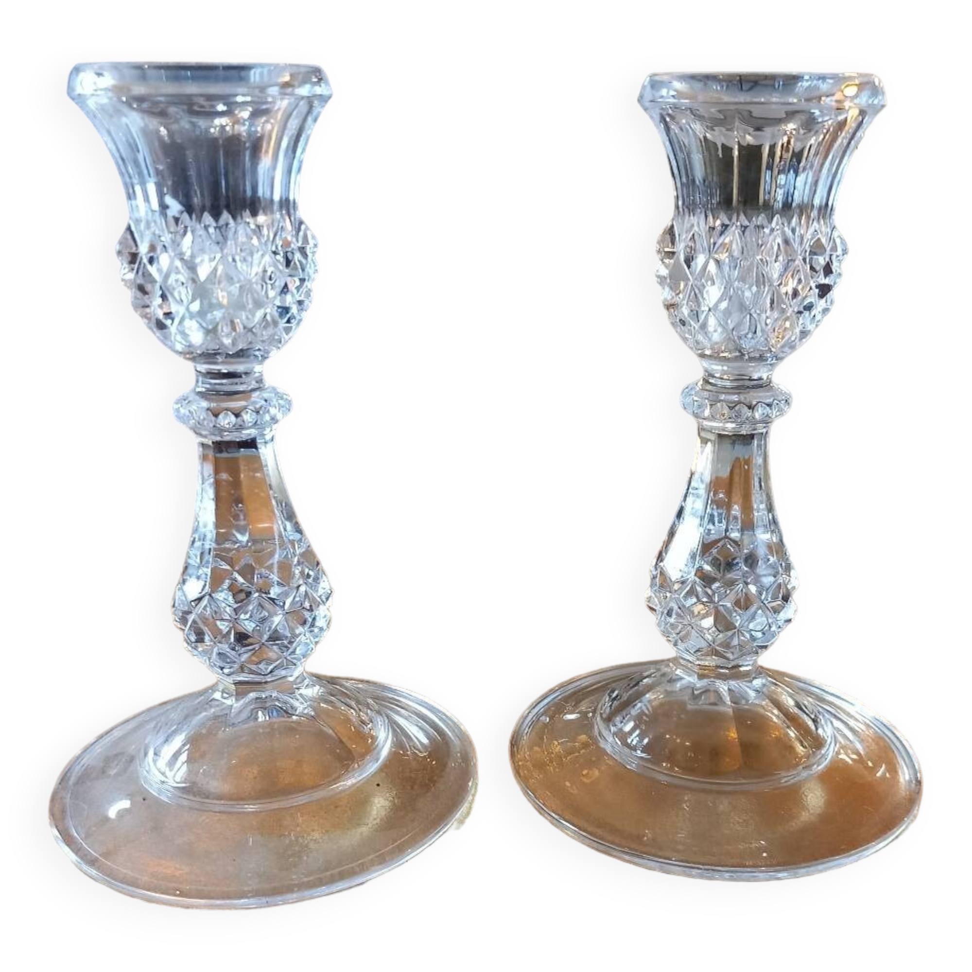 Pair of Crystal candlesticks.