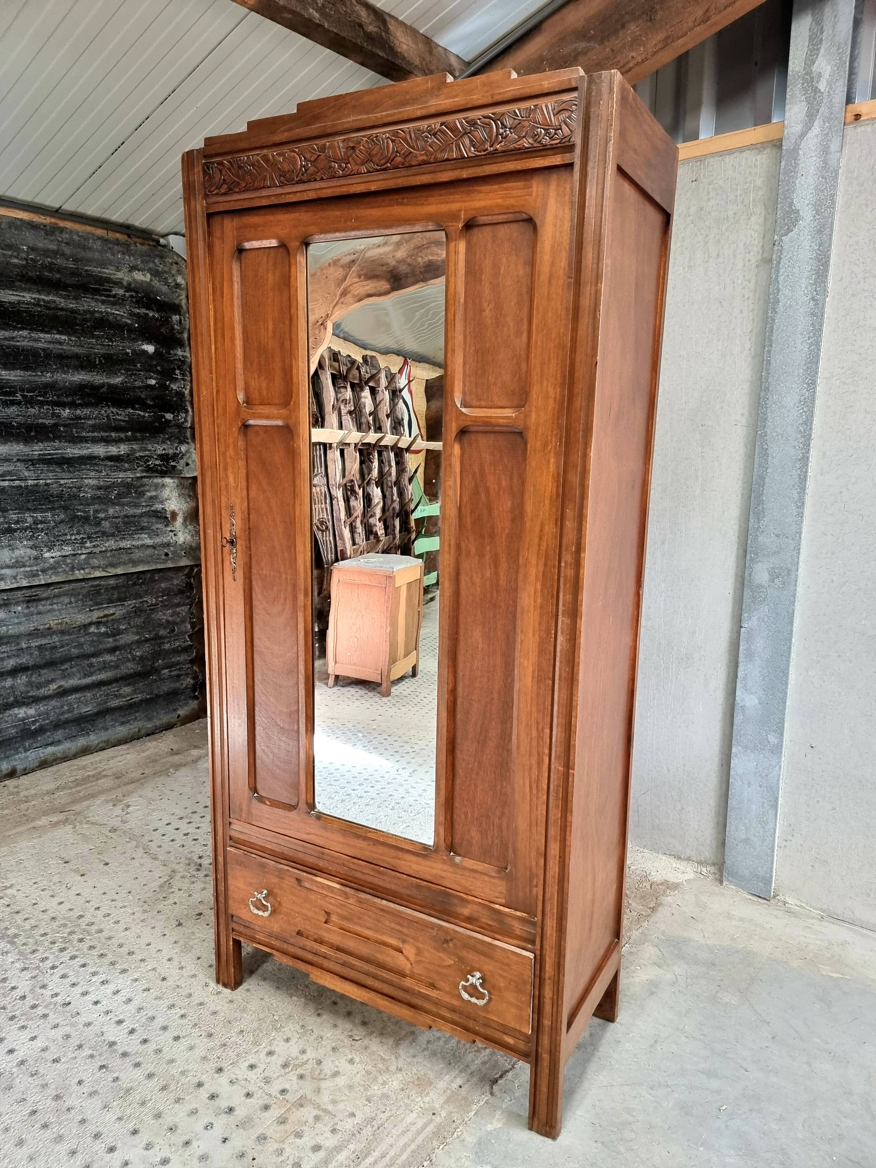 Antique French wardrobe with mirror