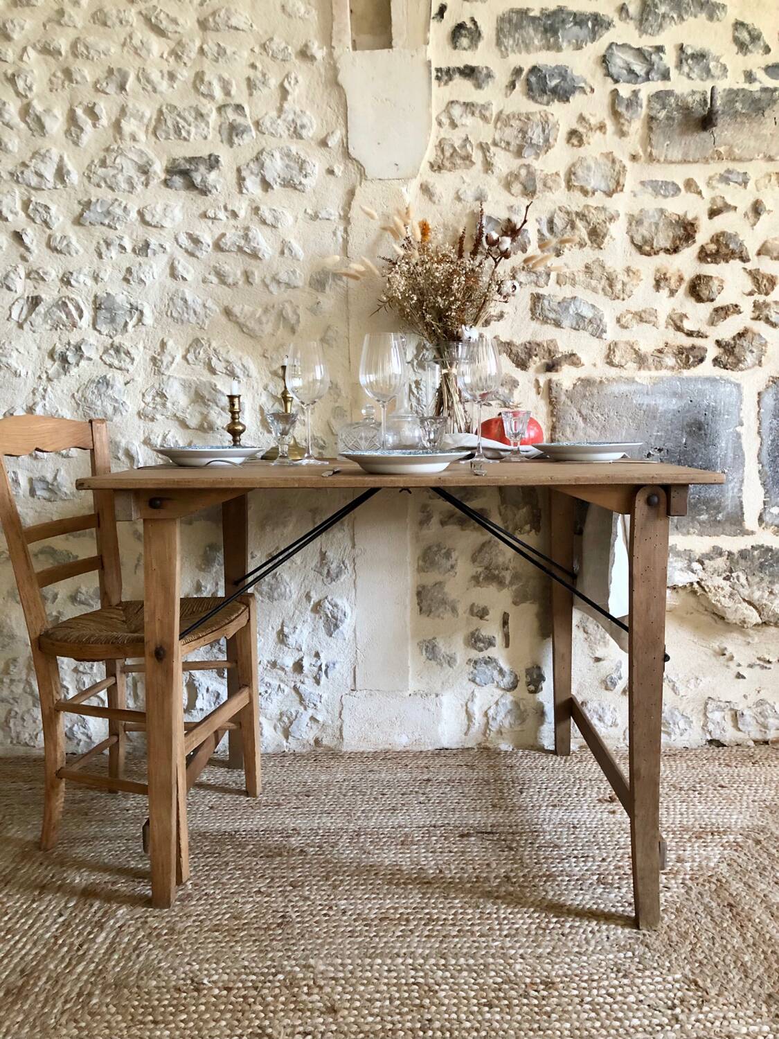 Renovated antique folding work table