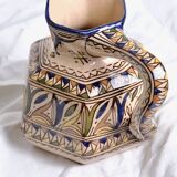 Antique hexagonal carafe in ceramic art from Fes