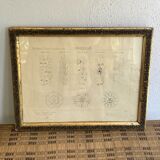 Architectural drawing 1857, glazed wood frame