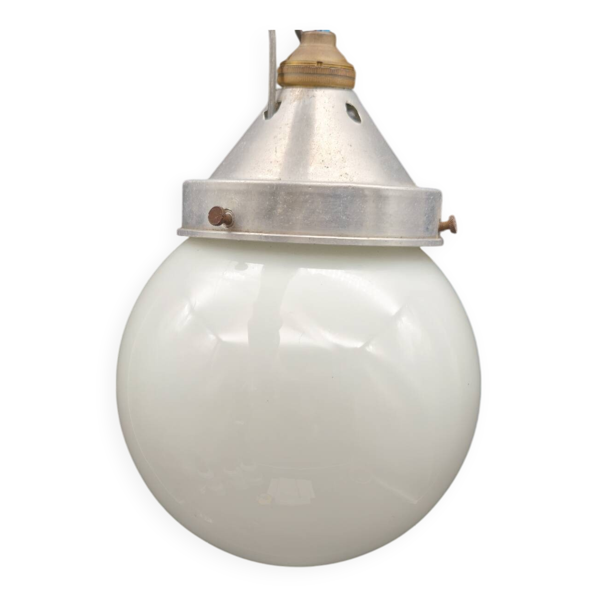 Vintage industrial opaline pendant light