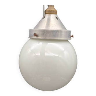 Vintage industrial opaline pendant light