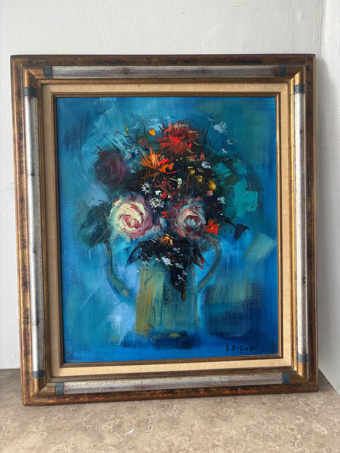 Bouquet of flowers signed Pignon