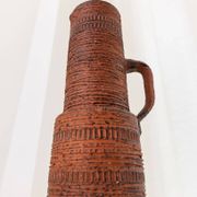 XL Mid-Century Brutalist Chamotte Vase in earthy red-brown ceramic by Spara Keramik, Germany 1960s