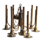 Brass trumpet chandelier, 1970s