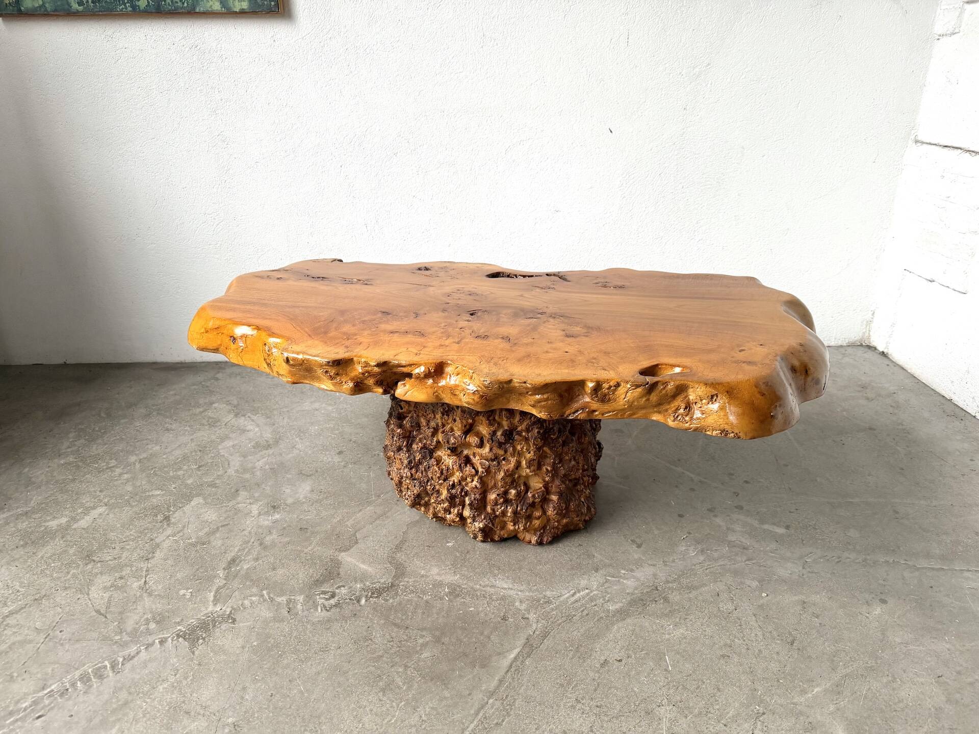 "Free-form" coffee table in solid elm.