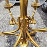 Large Vintage Brass Chandelier: Mid-Century Italian 13-Bulb Pendant Light