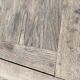 Renovated extendable farmhouse table in raw solid wood and marquetry 210cm
