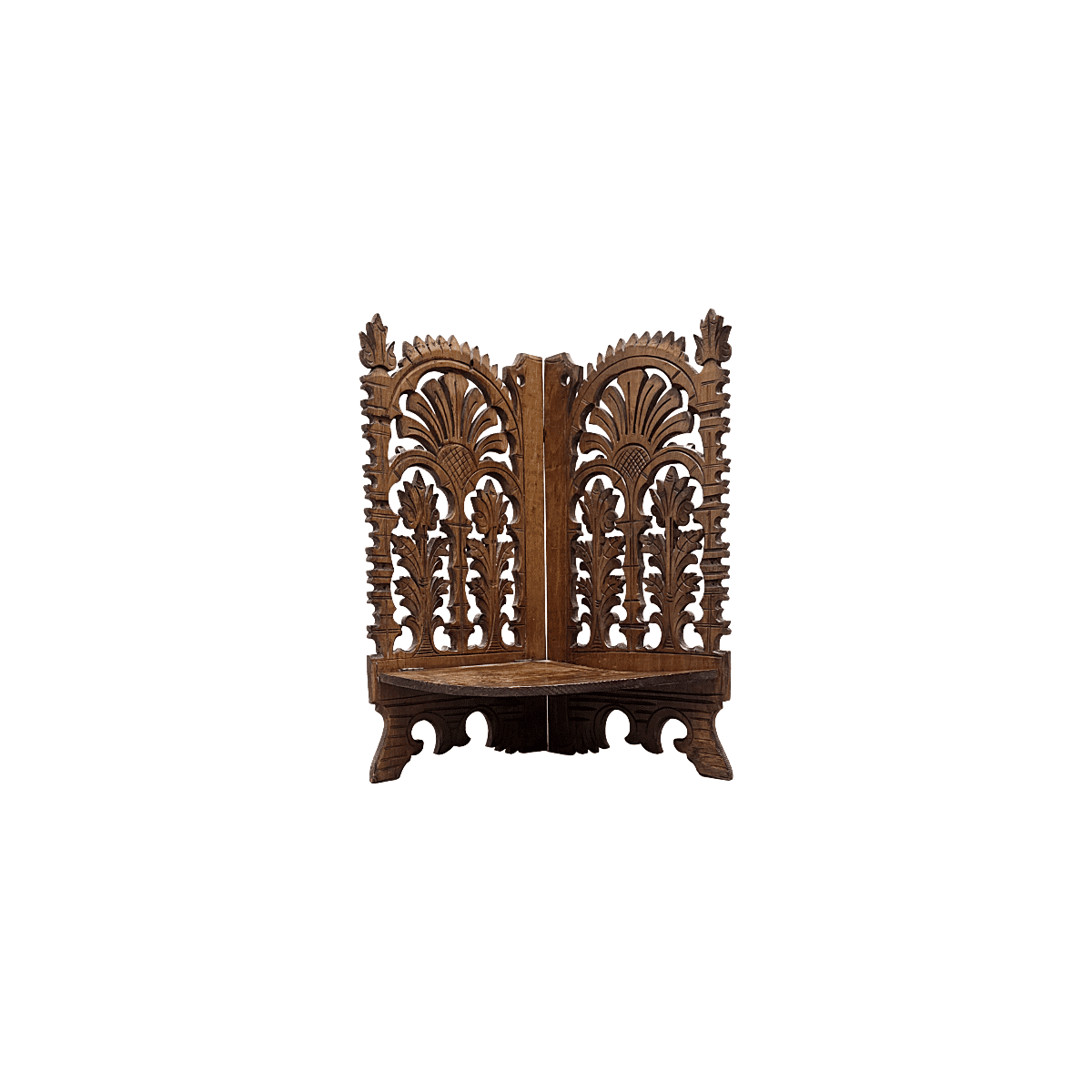 Antique French Walnut Corner Wall Console, late 1800s