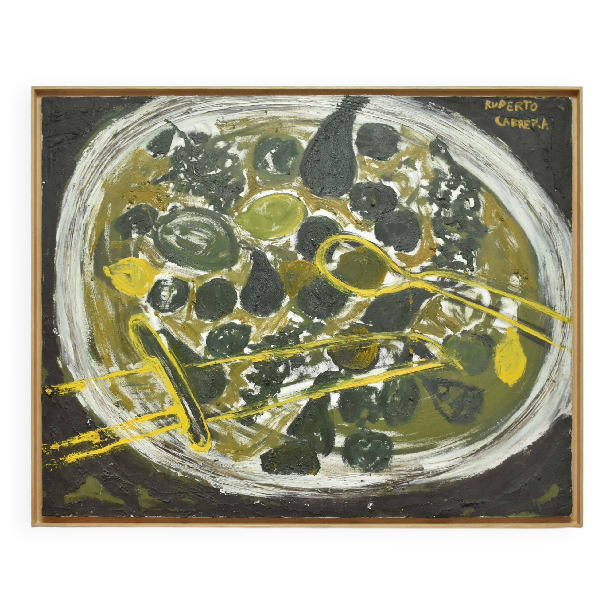 Fruit plate painting, 1970s.