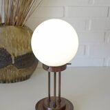 Lampe de bureau vintage du milieu du siècle, lampe de table en cuivre et verre, style Art déco, années 80