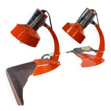 Set of 2 vintage orange table lamps / bedside lamps 'Maxam'