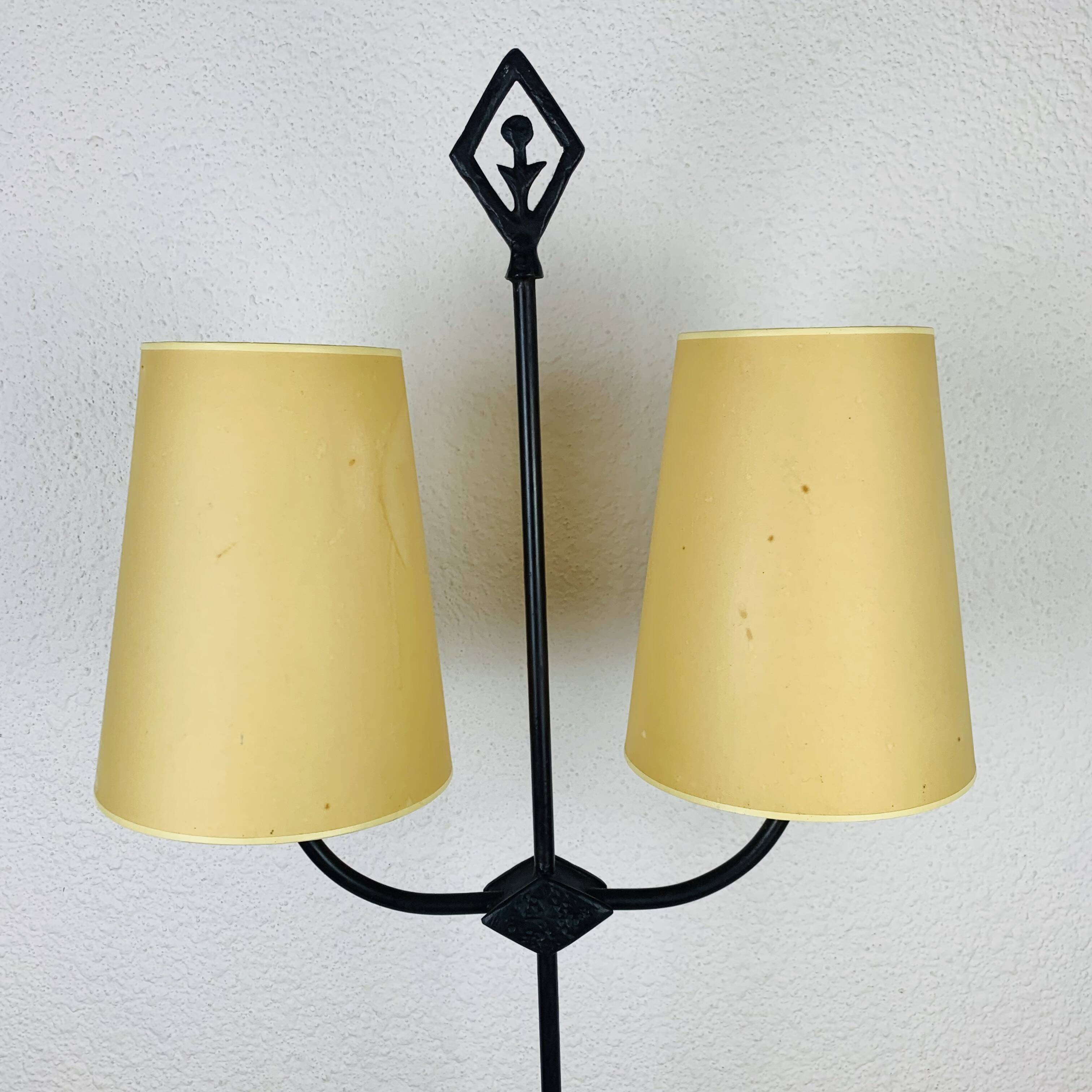 Brutalist lamp from Objet Insolite in metal, vintage