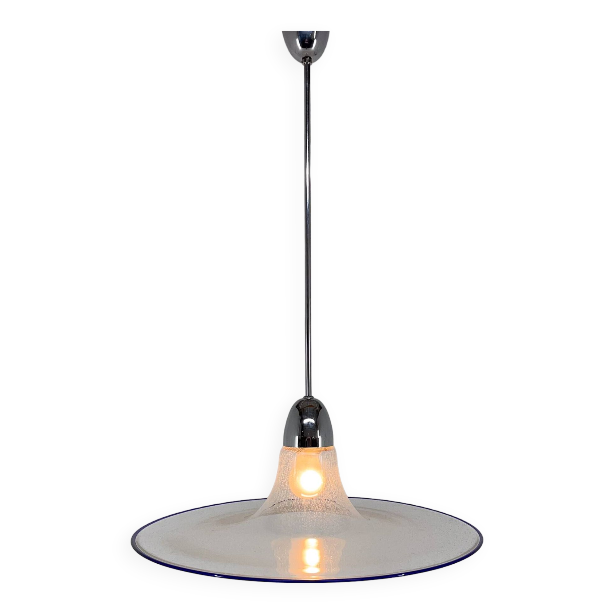 Space Age Italian Bubble Glass & Chrome Pendant Light, 1970's