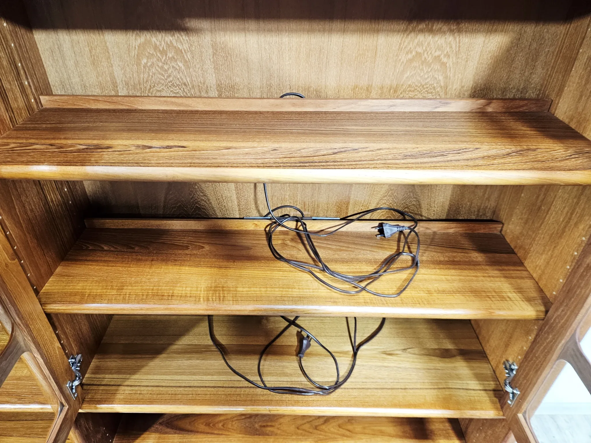 Multifunctional, modular shelving unit/wall system, teak, Denmark, 60s/70s