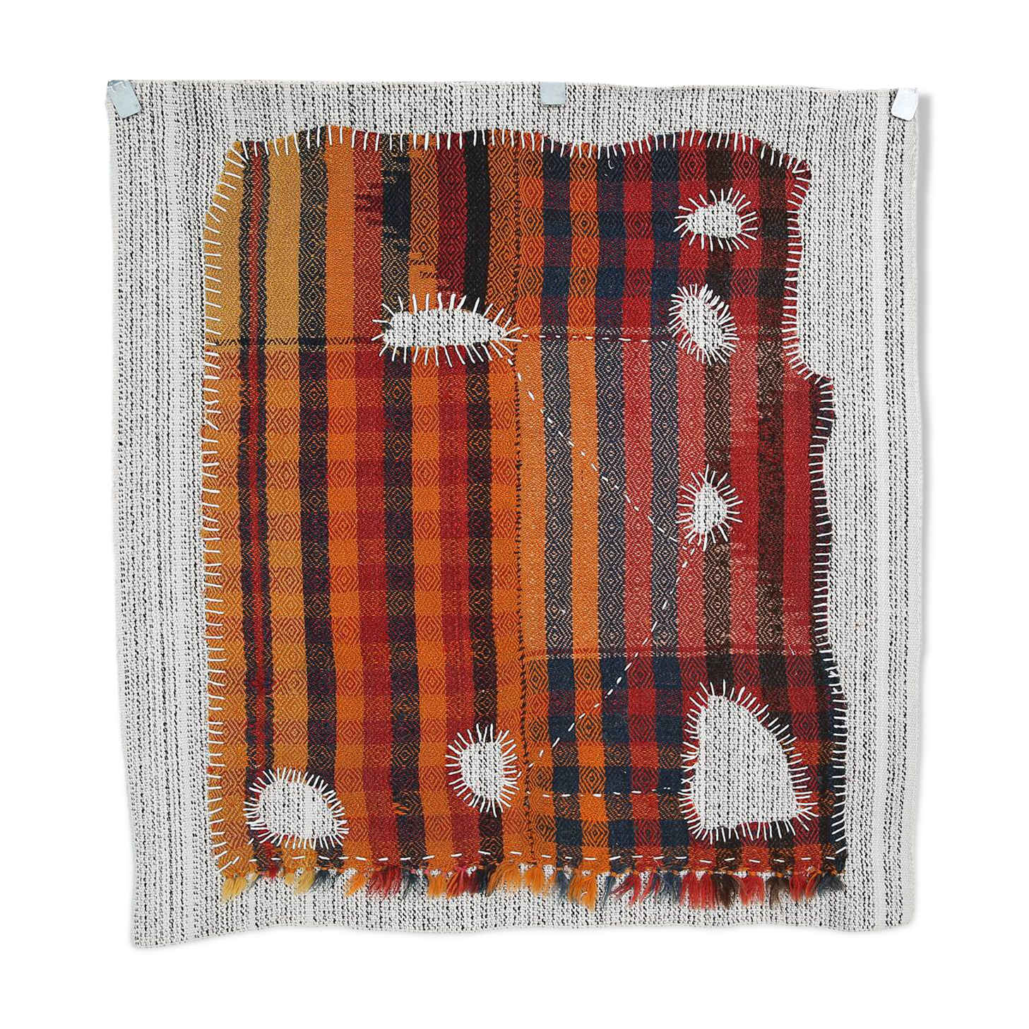 Tenture Murale Tissée Abstraite, Art Textile Fait Main, 105x112 Cm