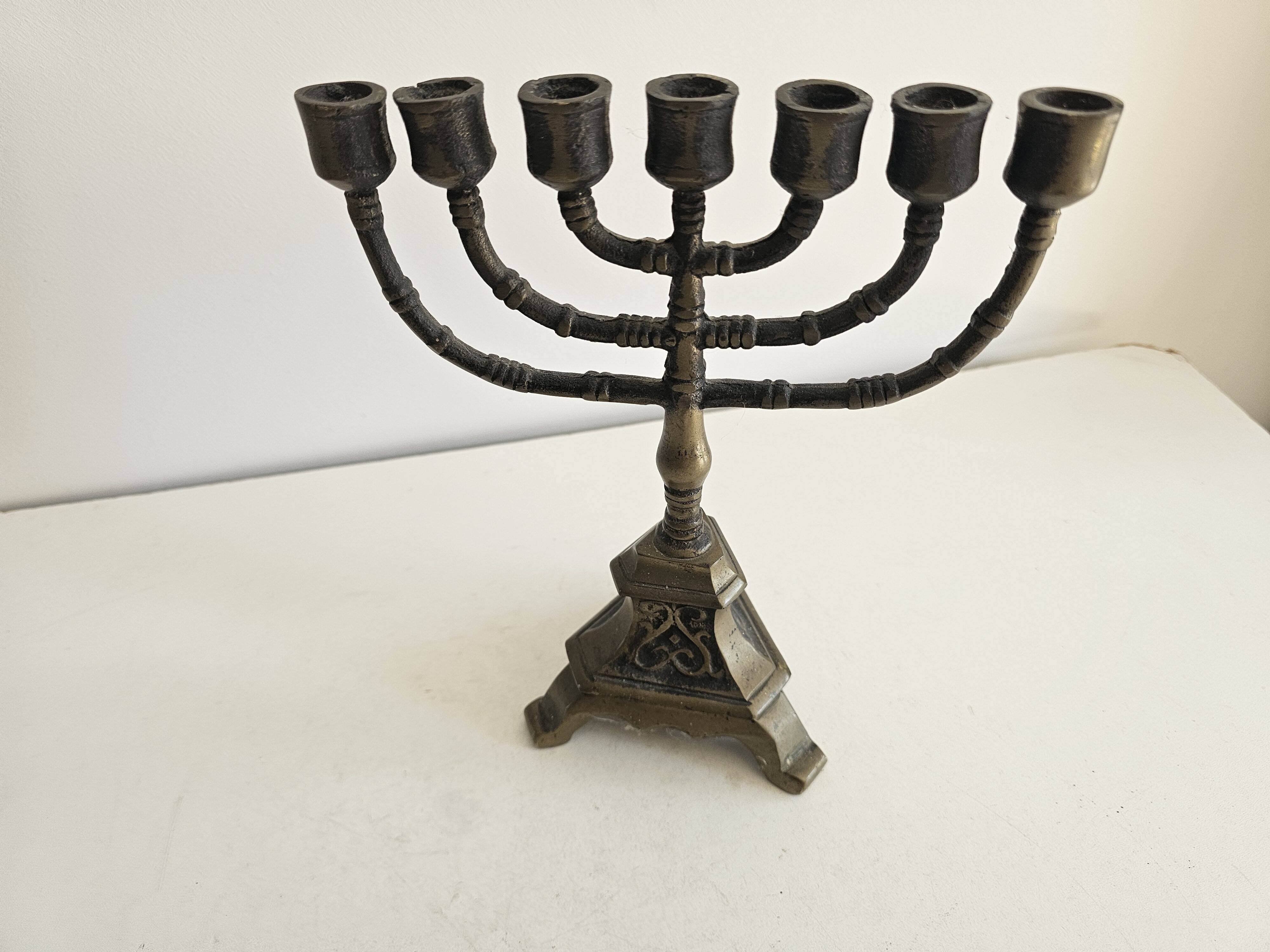 Ancien Chandelier Menorah 7 branches
